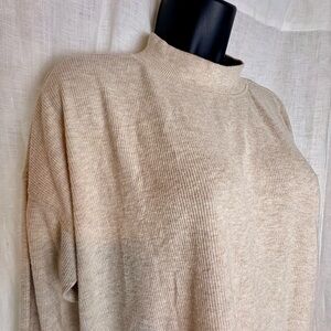 Balance Collection Soft Tan Mock Neck Crop Split Sweater